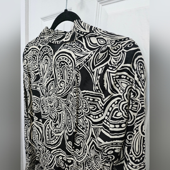 Zara Black High Contrast Paisley Print Flared Skirt Mini Long Sleeve Dress - Picture 10 of 12